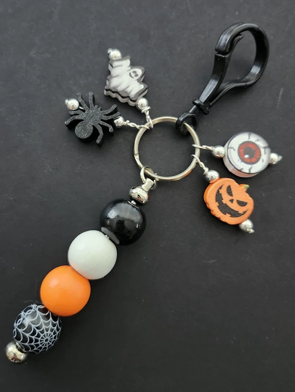 Halloween Backpack or Costume Charm Ghost Spider Pumpkin Eye Handcrafted